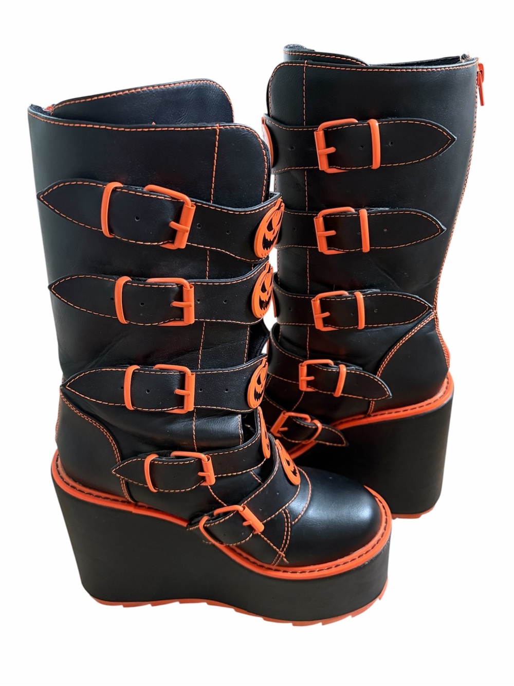 Dolls Kill YRU Dune Jack O Lantern Platform Boots Size 10 Halloween Cosplay - Picture 4 of 12
